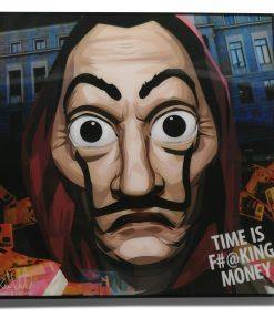 Famous Pop Art Frames Money Heist, Salvador Dali Mask Pop Art Poster "Time is f#@king money"