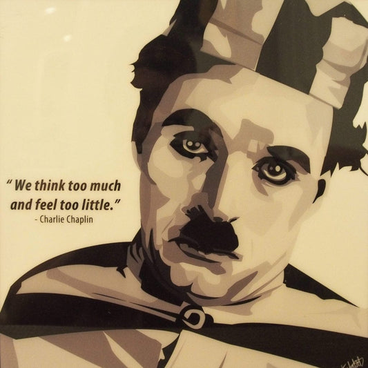 Famous Pop Art Frames SMALL Charlie Chaplin Pop Art Poster "We think too muchÉ"