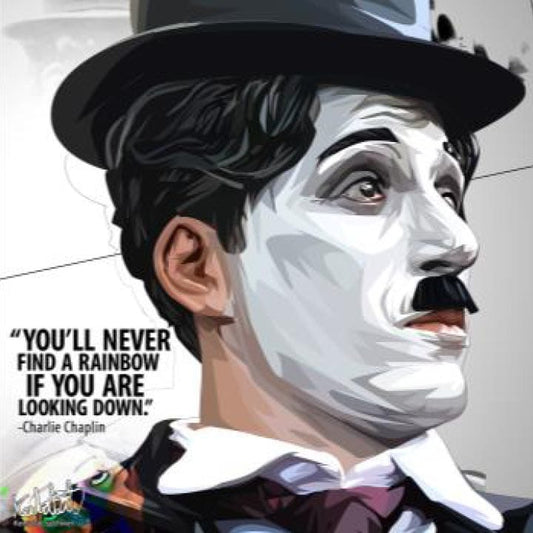 Famous Pop Art Frames SMALL Charlie Chaplin Pop Art Poster "you'll never find a rainbow..."