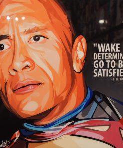 Famous Pop Art Frames SMALL Dwayne Johnson Pop Art Poster "Wake up determined, go to bed satisfied"