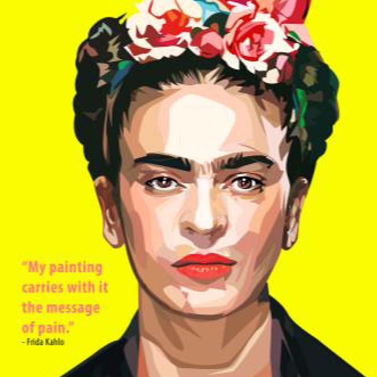 Famous Pop Art Frames SMALL Frida Kahlo POP ART Poster " My Painting Carries With it the message of pain"