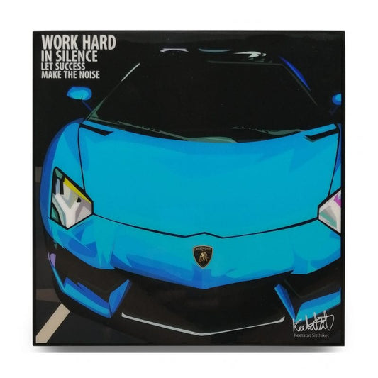 Famous Pop Art Frames SMALL Lamborghini Pop Art Poster "Work hard in silence, let success be your noise"