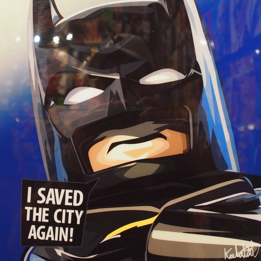 Famous Pop Art Frames SMALL LEGO Movie, Batman Pop Art Poster "I saved the city again!"