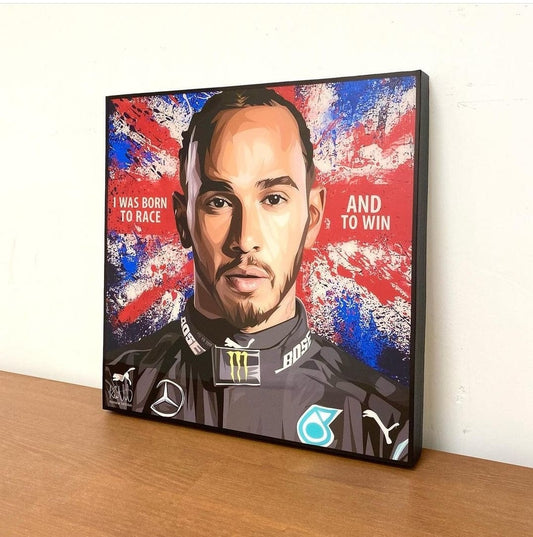 Famous Pop Art Frames SMALL Lewis Hamilton Pop Art Poster " I WAS BORN TO RACE AND TO WIN"