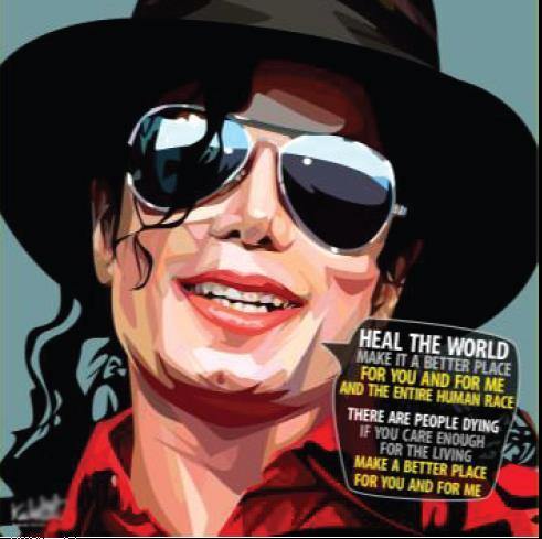 Famous Pop Art Frames SMALL MICHEAL JACKSON  Pop Art Poster - "HEAL THE WORLD"