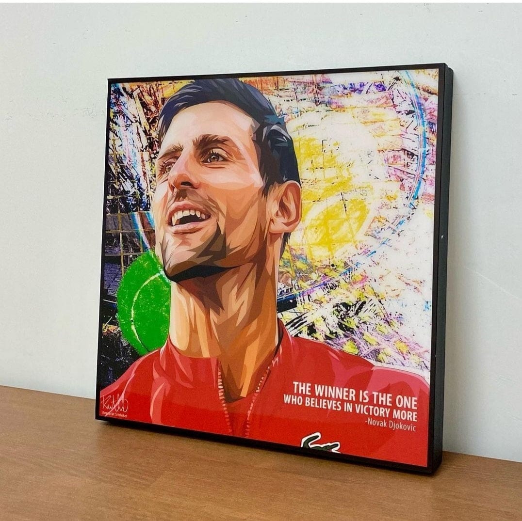 Famous Pop Art Frames SMALL Novak Djokovic Pop Art Poster "The Winner is the one who Belives in Victory More