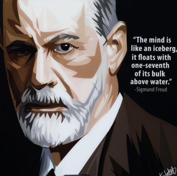 Famous Pop Art Frames SMALL Sigmund Freud Pop Art Poster "The mind is like an iceberg it floats with one seventh of its bulk above water"