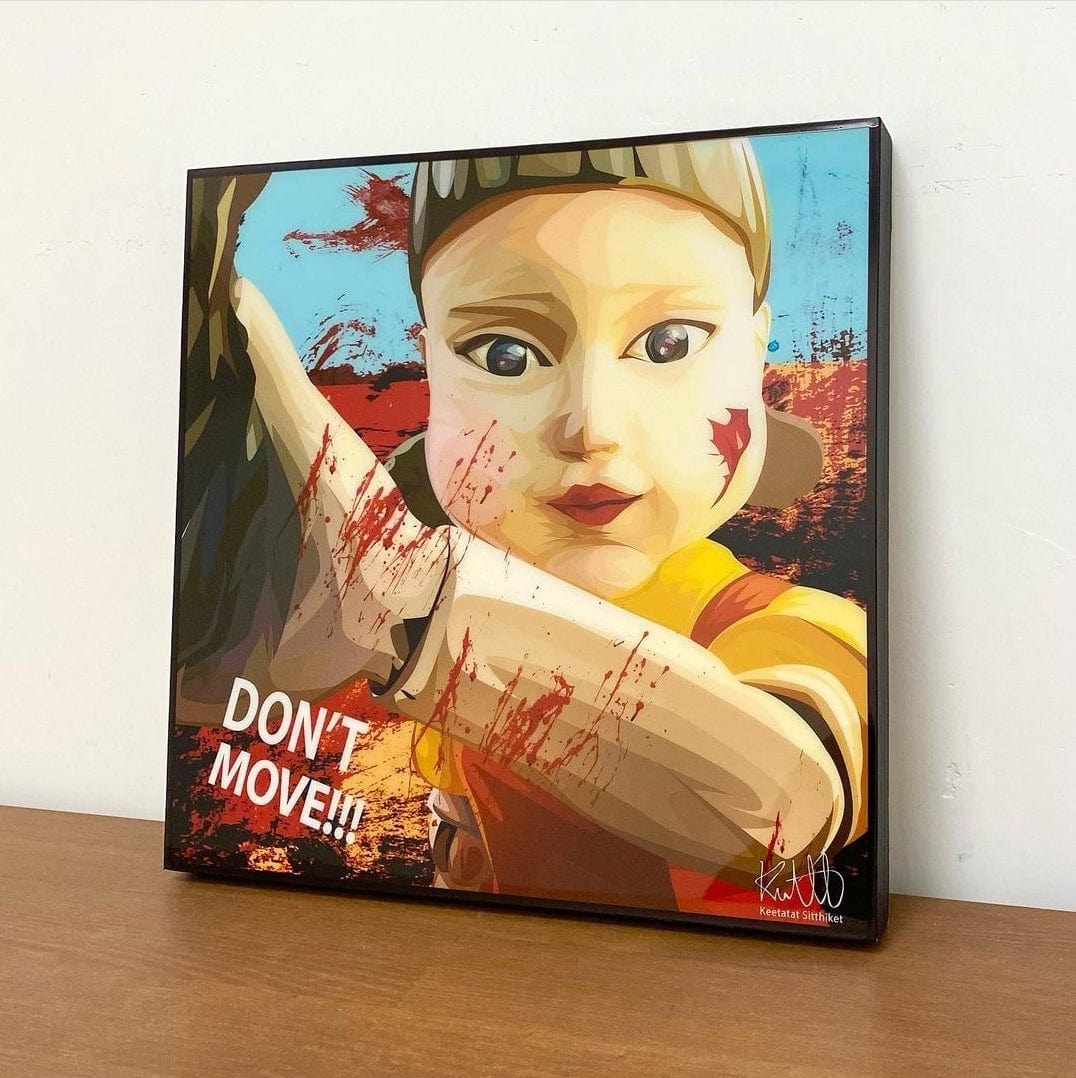 Famous Pop Art Frames SMALL Squid Game Doll Pop Art Poster "Don't Move!!!"