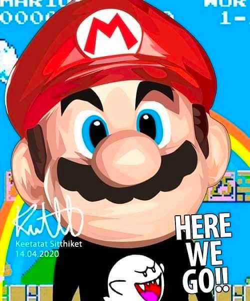 Famous Pop Art Frames SMALL Super Mario Pop Art Poster " Her We Go "