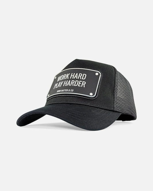 JOHN HATTER & CO Caps WORK HARD PLAY HARDER BLACK - RUBBER