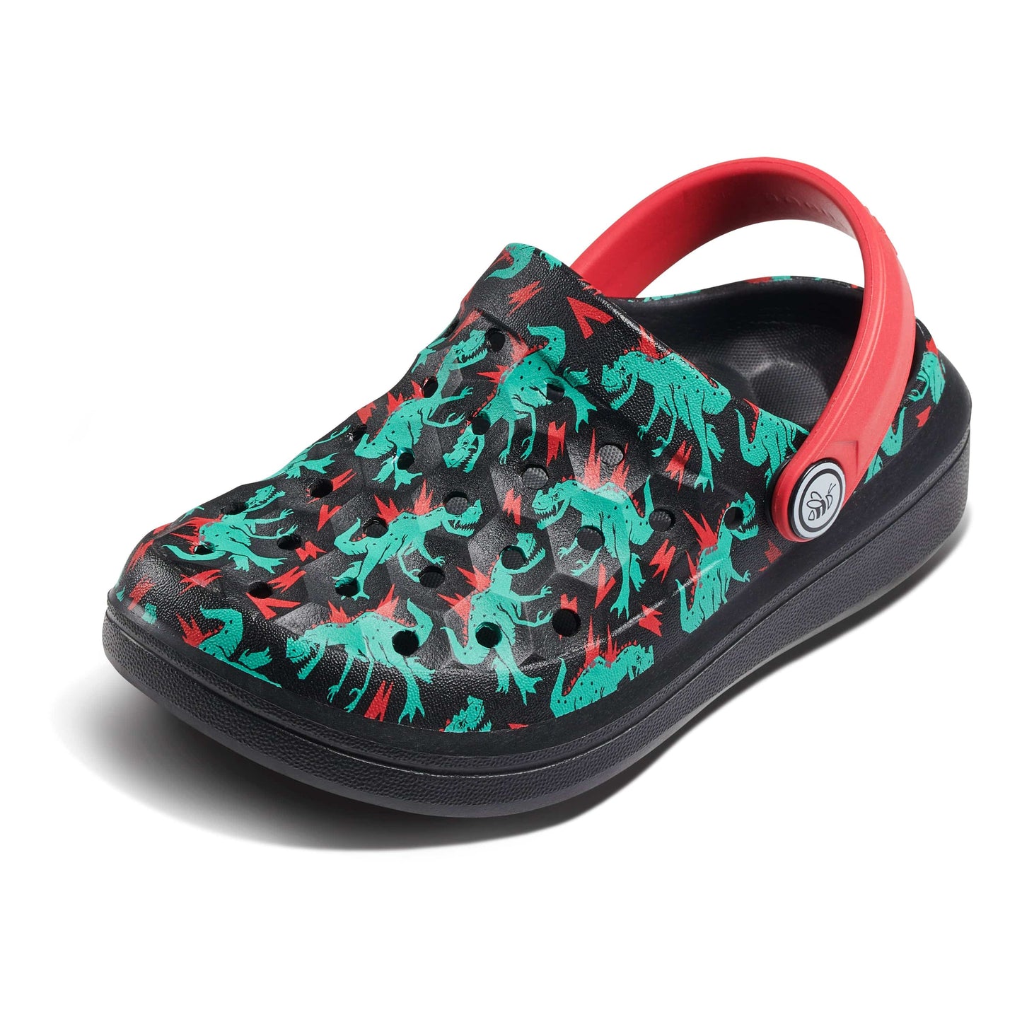 JOYBEES Boys Varsity Clog Graphic Dino Bolt Red