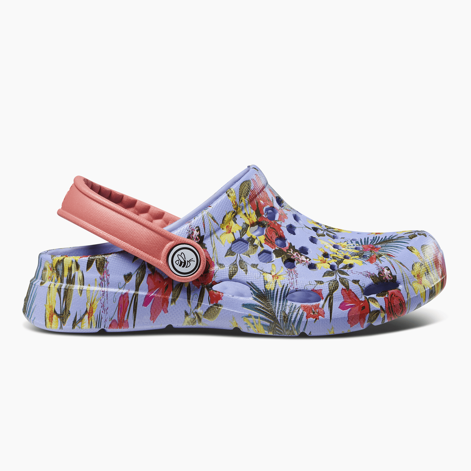 JOYBEES Shoes Girls Active Clog Graphic Blue Iris Tropical Floral