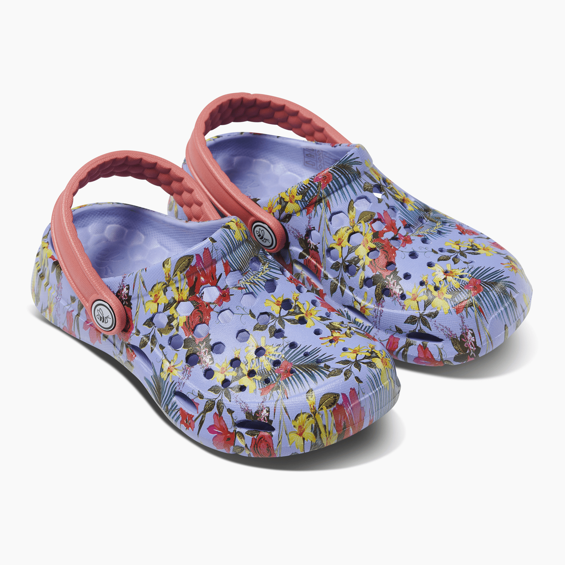 JOYBEES Shoes Girls Active Clog Graphic Blue Iris Tropical Floral